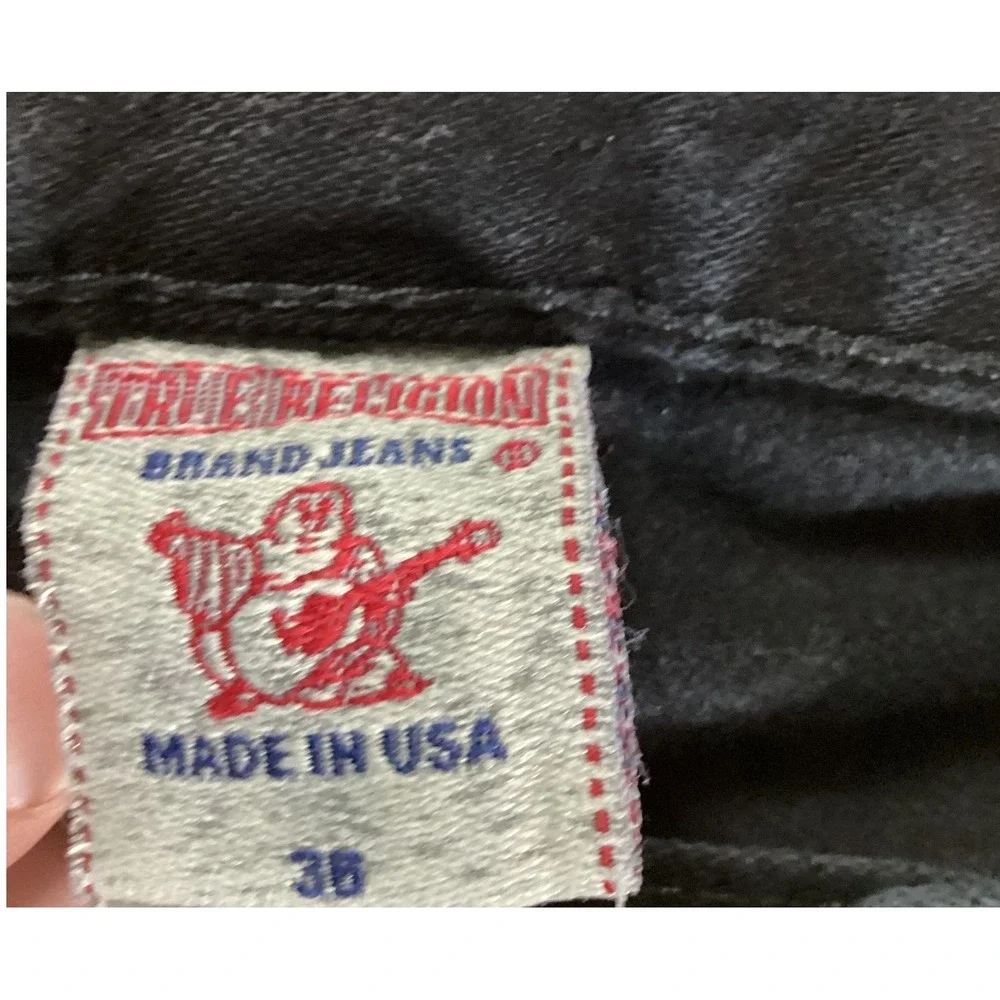 True Religion Bobby Black Straight Leg Jeans Mens 36 Made in USA TRM6288